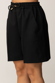 Pinko Bermuda con Coulisse e Piega Frontale NERO LIMOUSINE