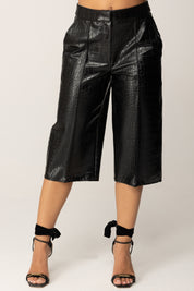 Elisabetta Franchi Bermuda Effetto Pelle Stampa Cocco PA13758E2 NERO