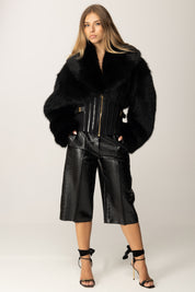 Elisabetta Franchi Bermuda Effetto Pelle Stampa Cocco PA13758E2 NERO