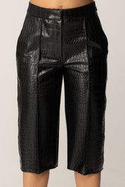 Elisabetta Franchi Bermuda Effetto Pelle Stampa Cocco PA13758E2 NERO