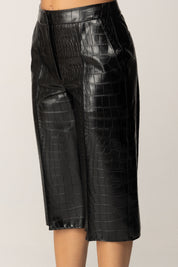 Elisabetta Franchi Bermuda Effetto Pelle Stampa Cocco PA13758E2 NERO