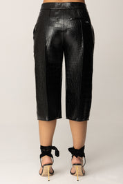 Elisabetta Franchi Bermuda Effetto Pelle Stampa Cocco PA13758E2 NERO