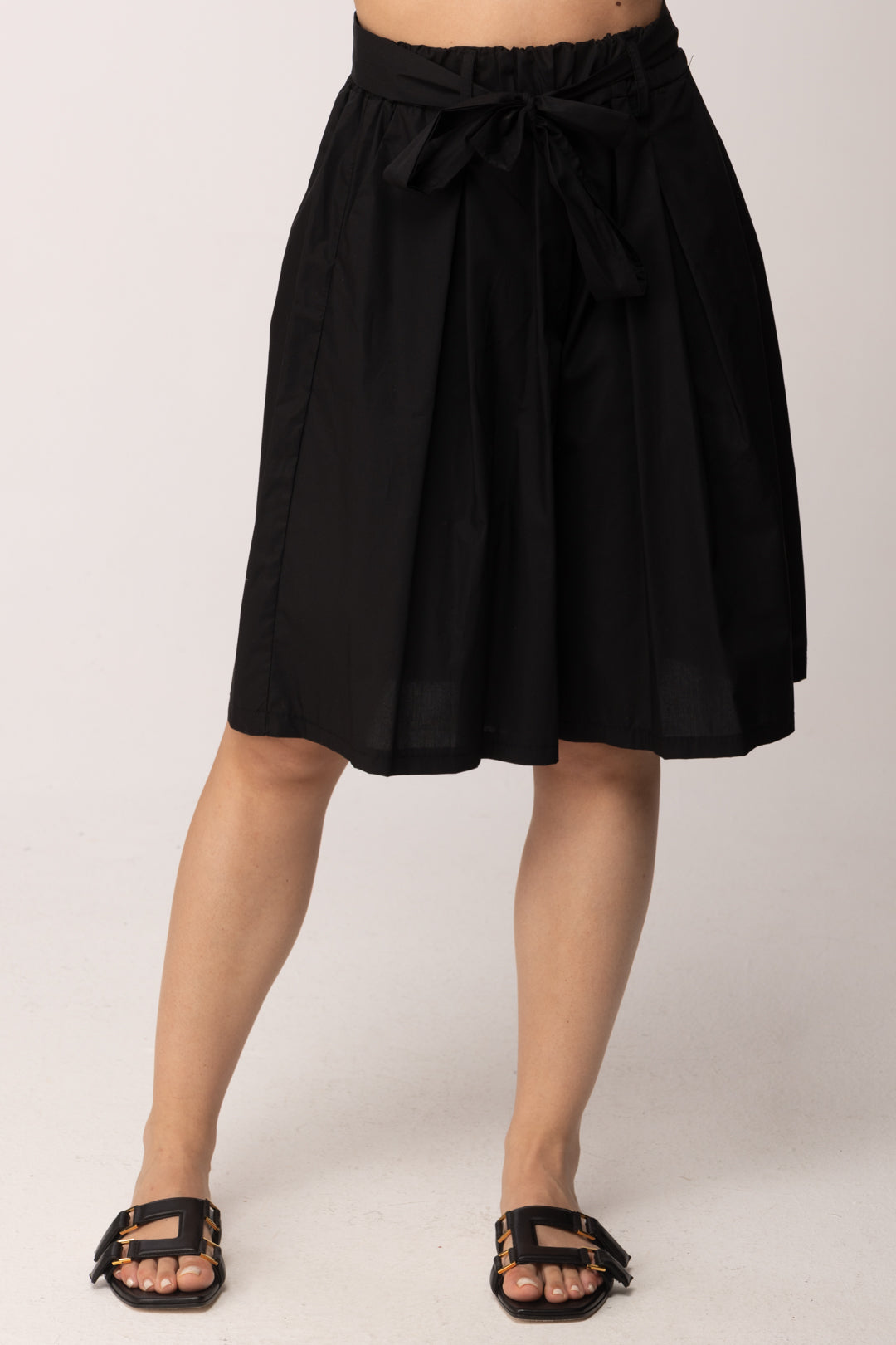 Khloe Femme Bermuda In Cotone con Cintura 25455 NERO