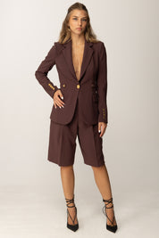 Elisabetta Franchi Bermuda In Crepe con Accessorio Sul Retro PA09856E2 MERLOT