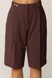 Elisabetta Franchi Bermuda In Crepe con Accessorio Sul Retro PA09856E2 MERLOT