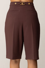 Elisabetta Franchi Bermuda In Crepe con Accessorio Sul Retro PA09856E2 MERLOT