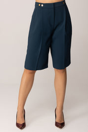 Elisabetta Franchi Bermuda In Crepe con Accessorio Sul Retro PA09856E2 TWILIGHT