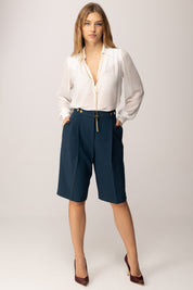 Elisabetta Franchi Bermuda In Crepe con Accessorio Sul Retro PA09856E2 TWILIGHT