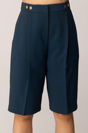 Elisabetta Franchi Bermuda In Crepe con Accessorio Sul Retro PA09856E2 TWILIGHT