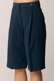 Elisabetta Franchi Bermuda In Crepe con Accessorio Sul Retro PA09856E2 TWILIGHT