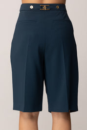 Elisabetta Franchi Bermuda In Crepe con Accessorio Sul Retro PA09856E2 TWILIGHT