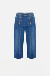 Elisabetta Franchi Bermuda In Denim con Bottoniera PJ19N66E2 BLUE VINTAGE