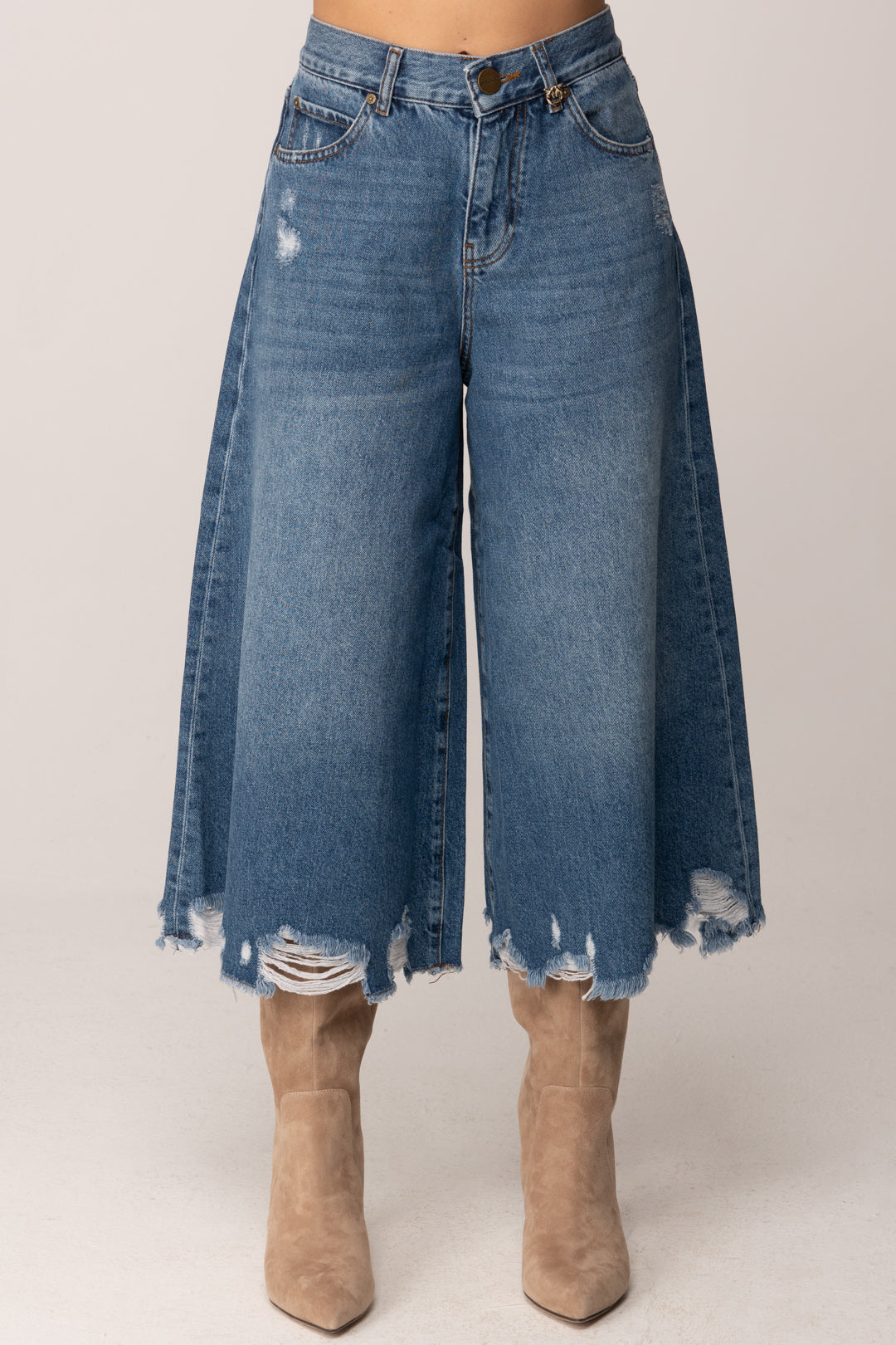 Pinko Bermuda In Denim Wide Leg Effetto Used LAVAGGIO VINTAGE MEDIO/CHIARO