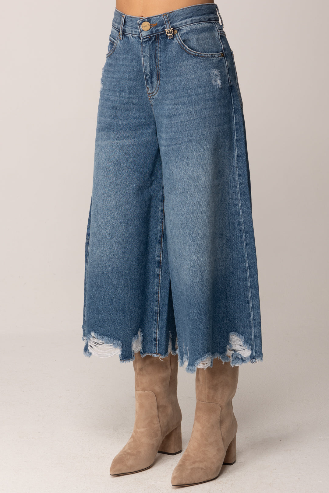 Pinko Bermuda In Denim Wide Leg Effetto Used LAVAGGIO VINTAGE MEDIO/CHIARO