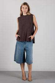 Manila Grace Bermuda In Denim Wide Leg J308CU SAND WASH :AI26