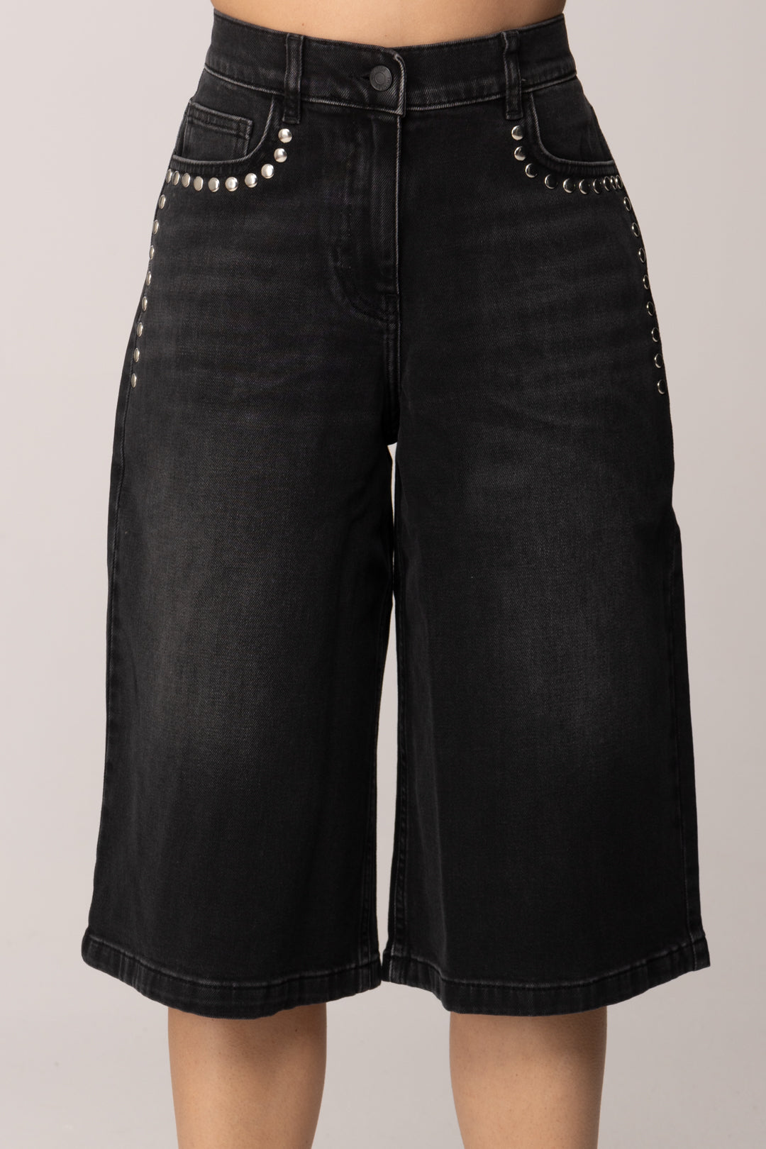 Twin-set Bermuda In Jeans con Borchie 261AP2263 DENIM NERO DELAVE'