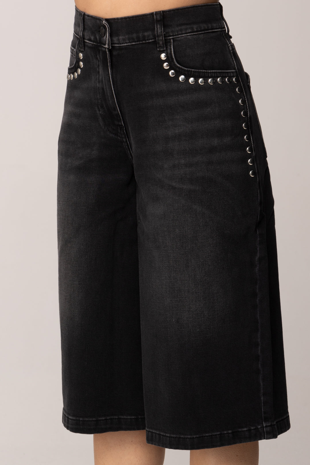 Twin-set Bermuda In Jeans con Borchie 261AP2263 DENIM NERO DELAVE'