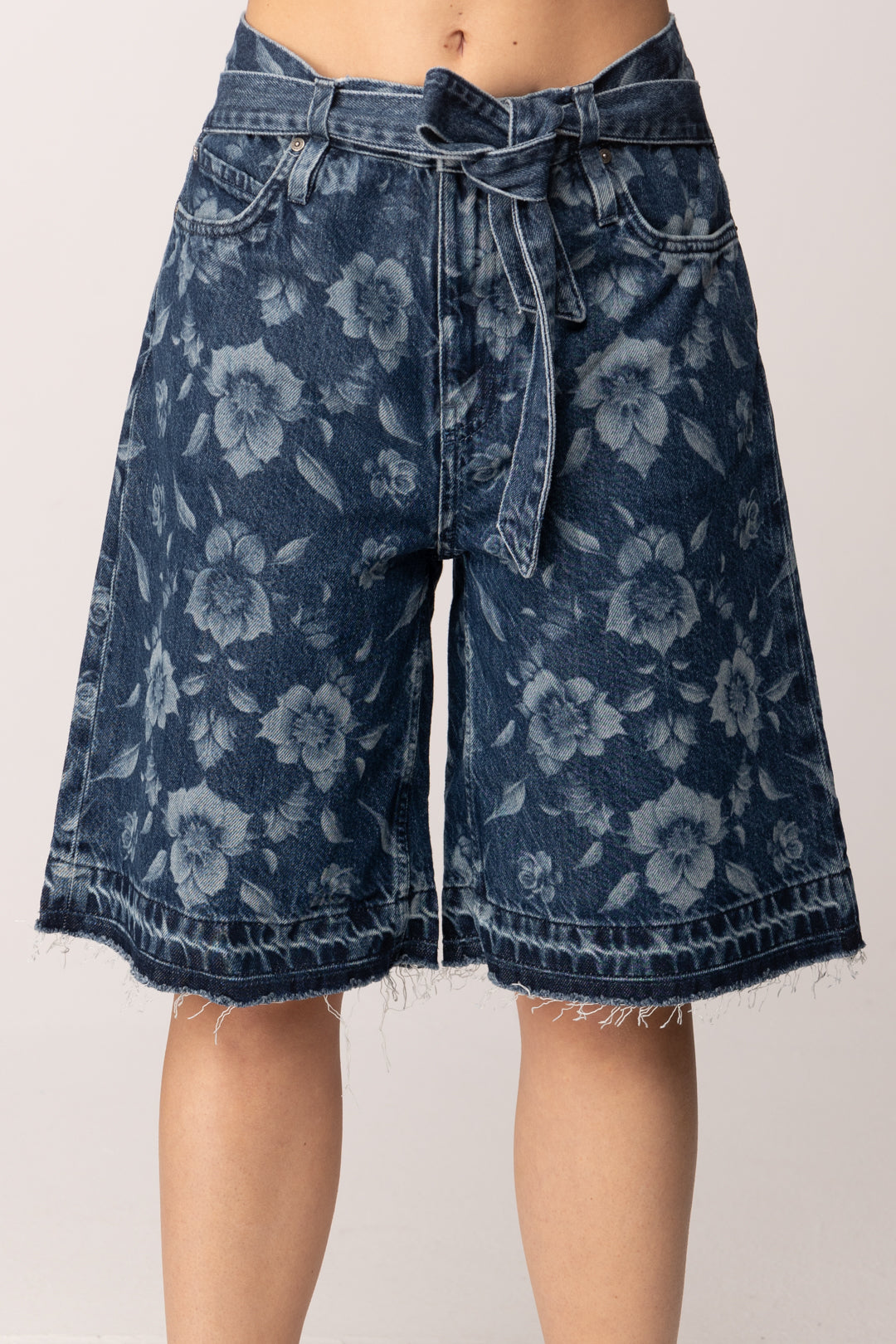 Pinko Bermuda In Jeans con Stampa Floreale 106642 A363 PJC