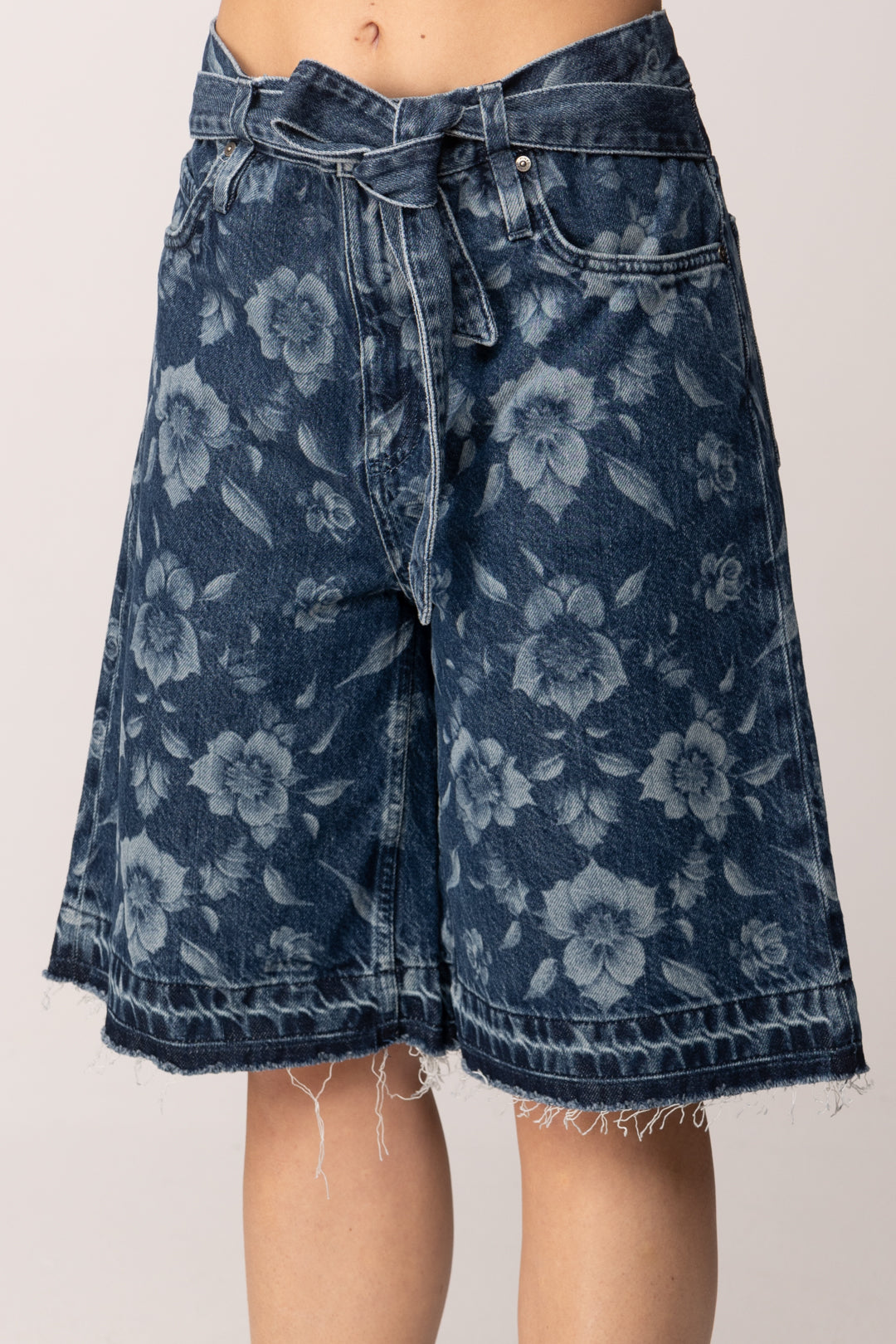 Pinko Bermuda In Jeans con Stampa Floreale 106642 A363 PJC