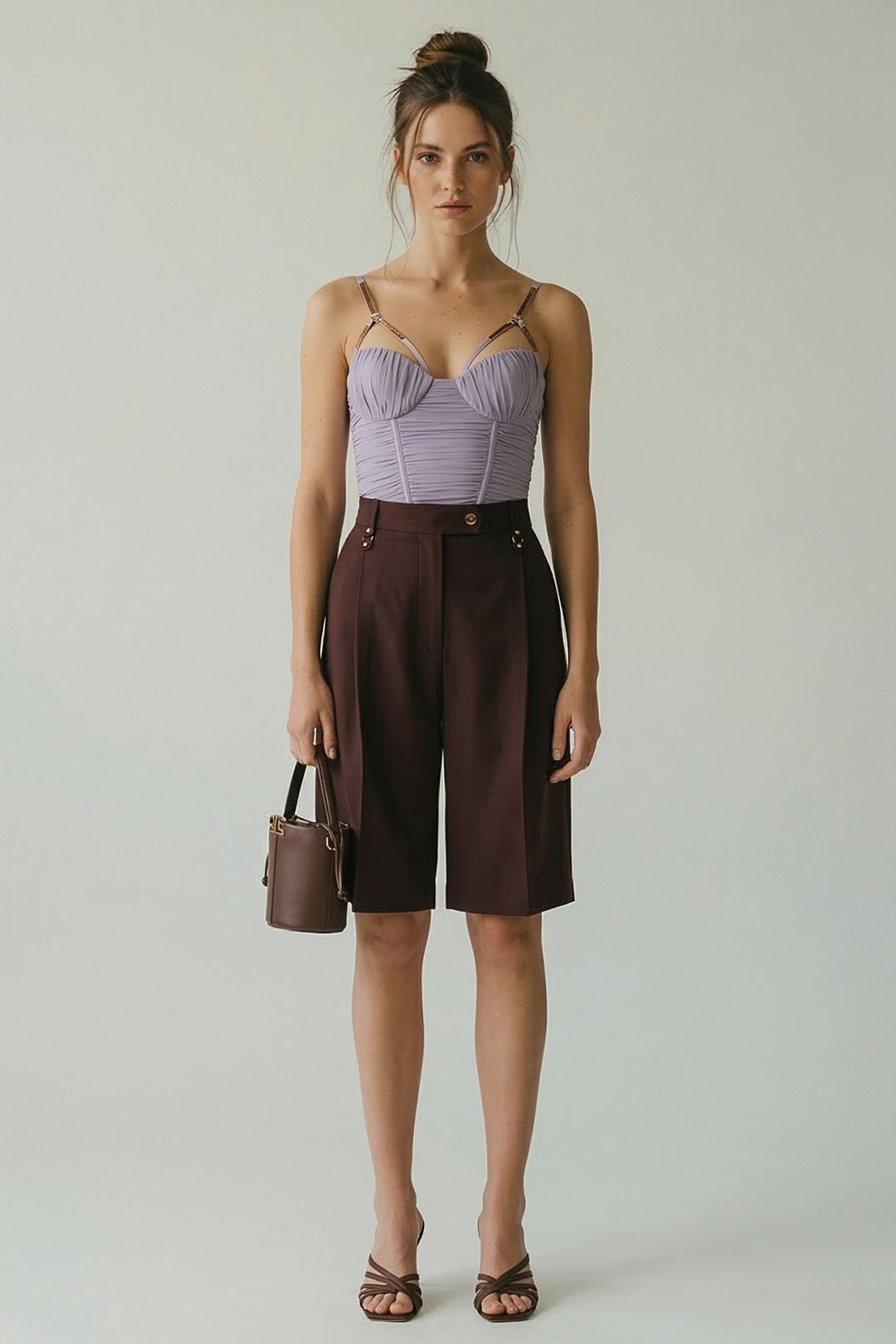 Elisabetta Franchi Bermuda In Misto Lana Vergine PA18162E2 CACAO