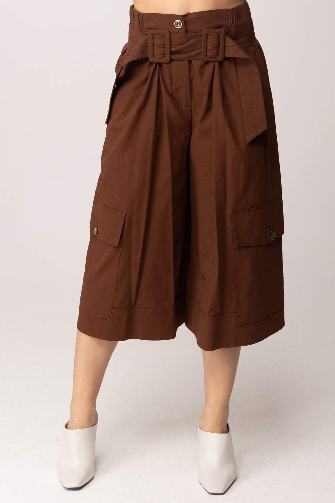 Pinko Bermuda Lunghi Fluidi In Cotone con Cintura 106152 A2ER L78