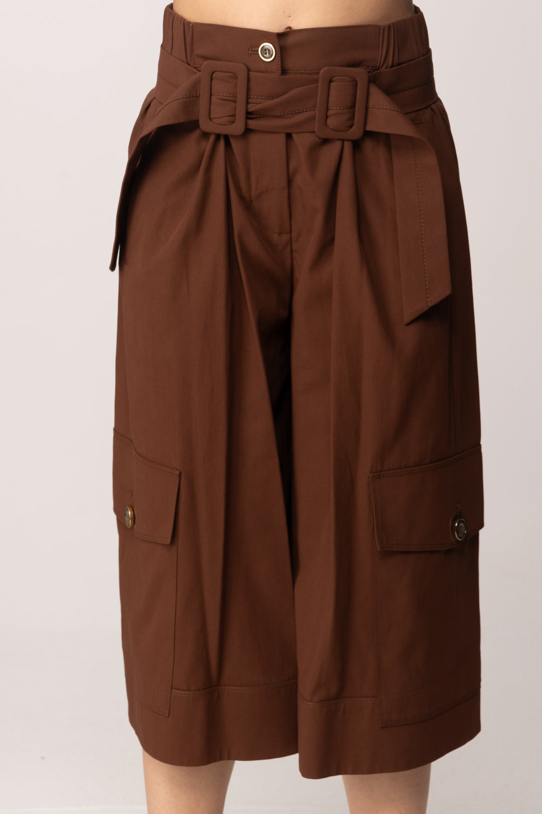 Pinko Bermuda Lunghi Fluidi In Cotone con Cintura 106152 A2ER L78