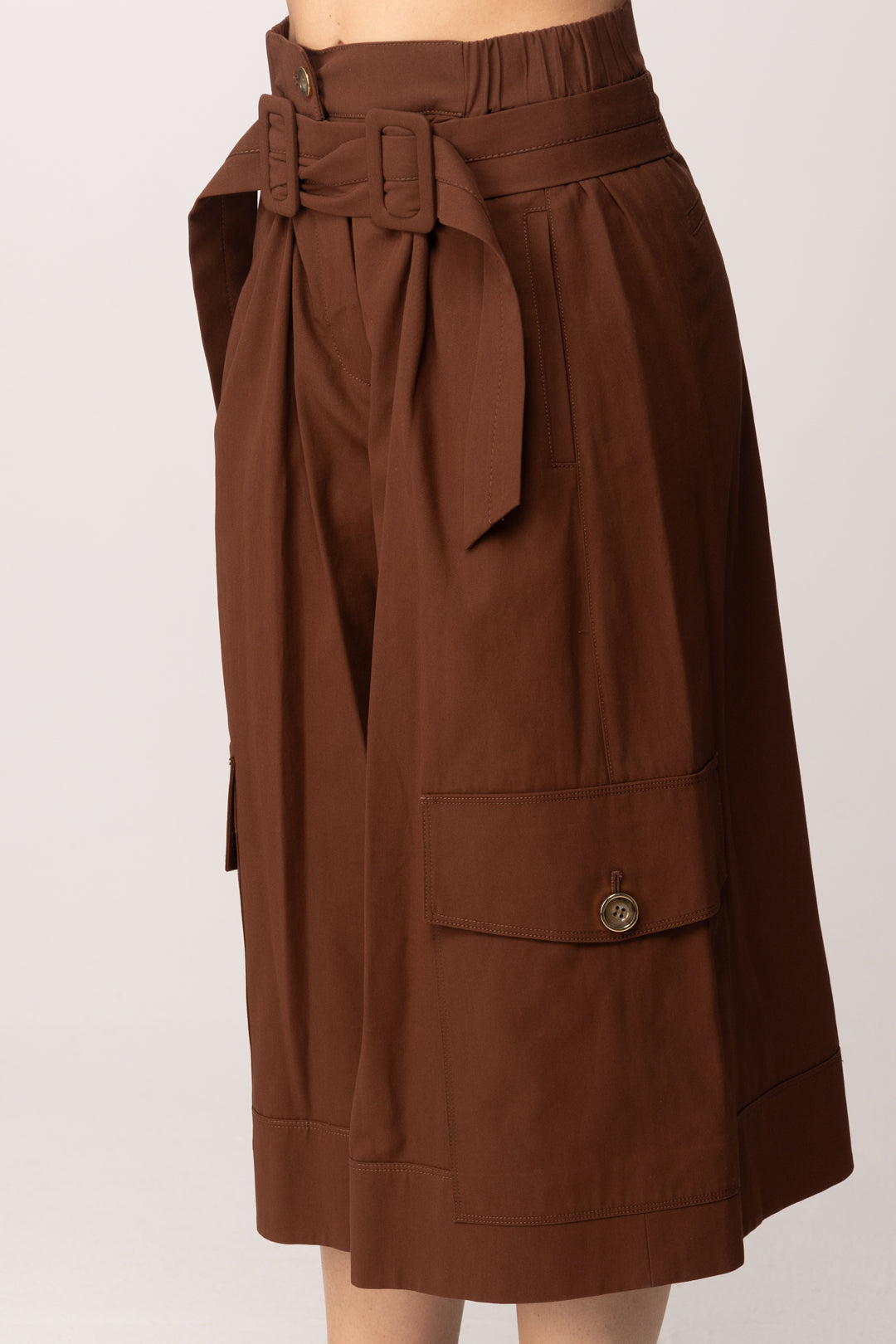 Pinko Bermuda Lunghi Fluidi In Cotone con Cintura 106152 A2ER L78