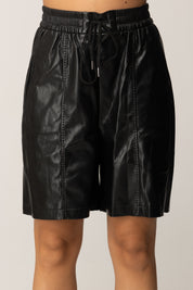 Pinko Bermuda Shorts In Tessuto Spalmato NERO LIMOUSINE