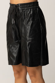 Pinko Bermuda Shorts In Tessuto Spalmato NERO LIMOUSINE