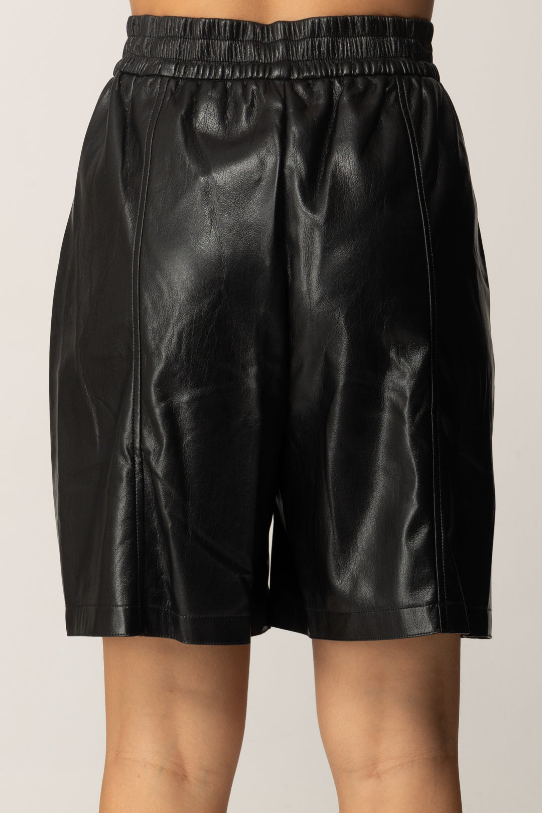 Pinko Bermuda Shorts In Tessuto Spalmato NERO LIMOUSINE