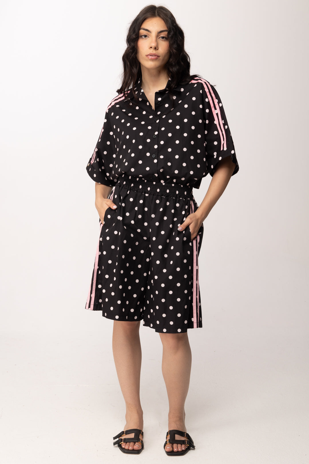 Khloe Femme Bermuda Stampa Pois 26188 NERO/FUXIA