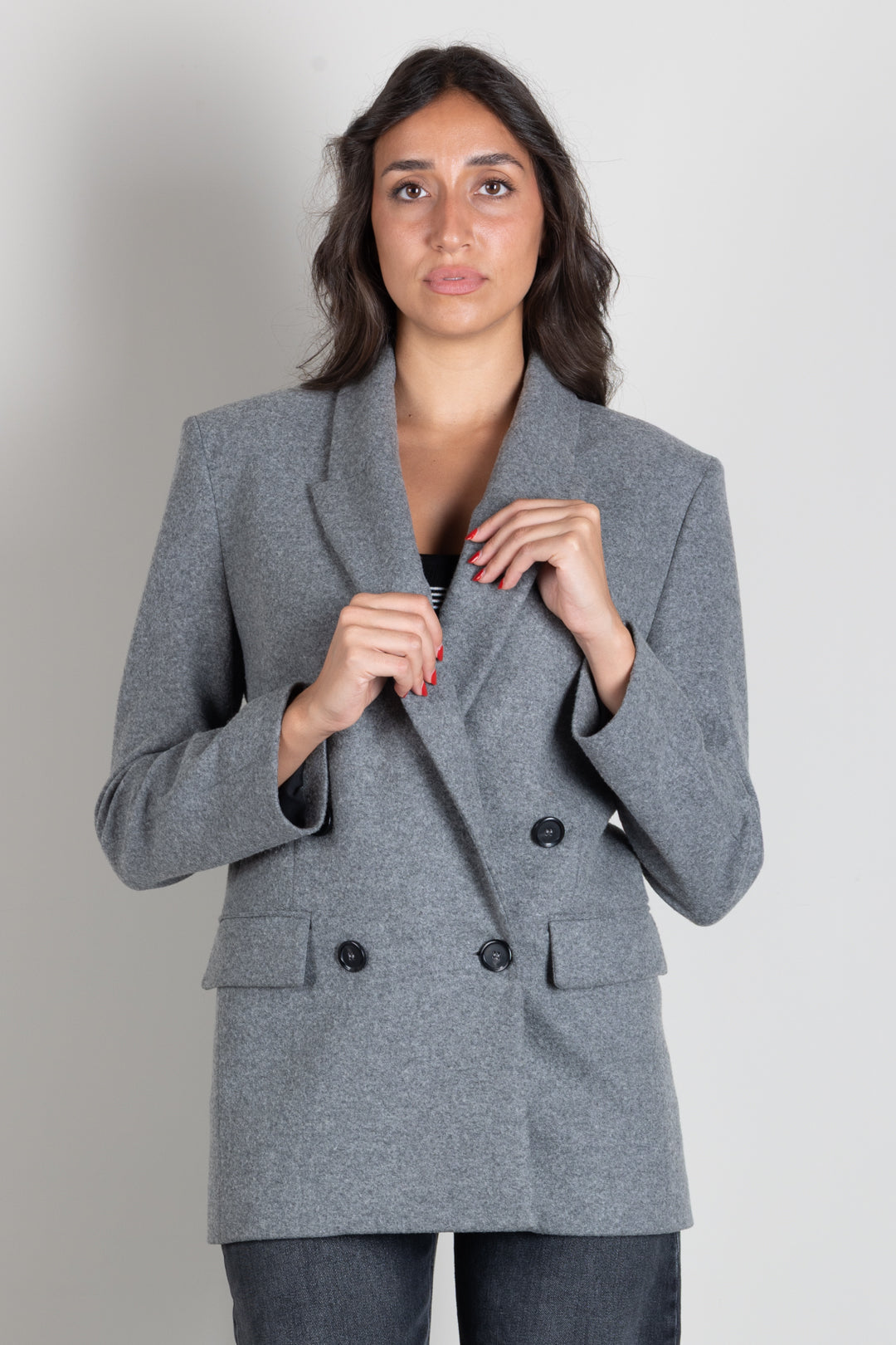 Pinko Blazer Doppiopetto Amora con Revers a Lancia 106099 A2ZU I76