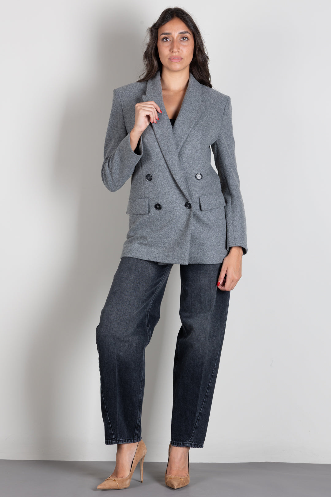Pinko Blazer Doppiopetto Amora con Revers a Lancia 106099 A2ZU I76