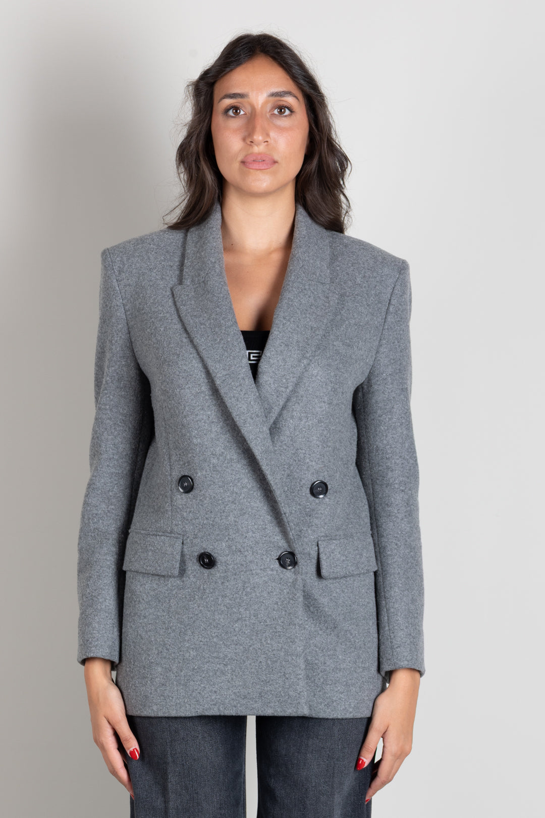 Pinko Blazer Doppiopetto Amora con Revers a Lancia 106099 A2ZU I76