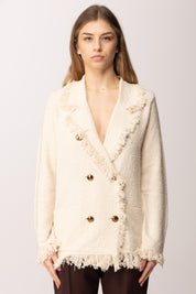 Elisabetta Franchi Blazer Doppiopetto con Frange MK11R62E2 BURRO