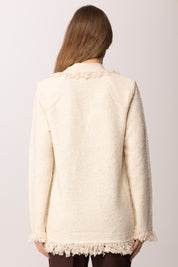 Elisabetta Franchi Blazer Doppiopetto con Frange MK11R62E2 BURRO