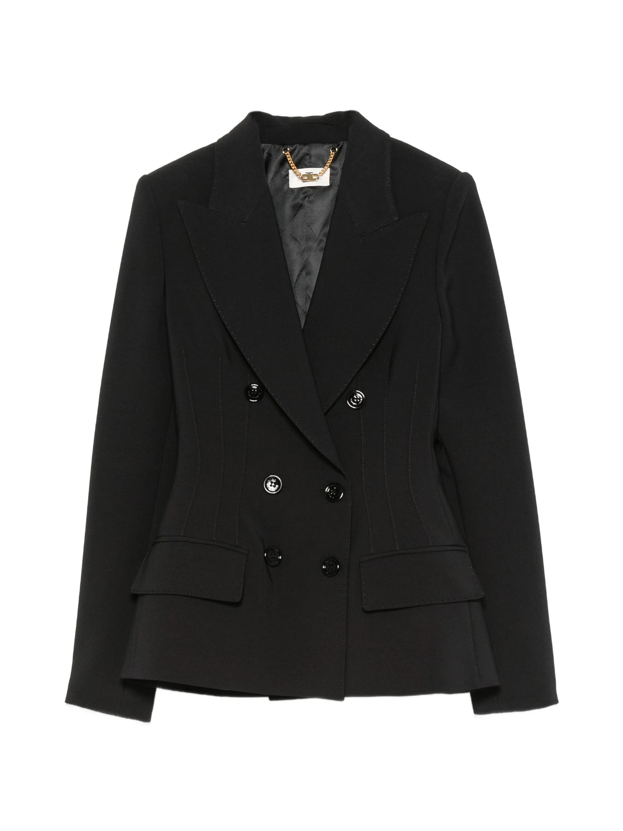 Elisabetta Franchi Blazer Doppiopetto con Revers a Lancia GI25766E2 NERO