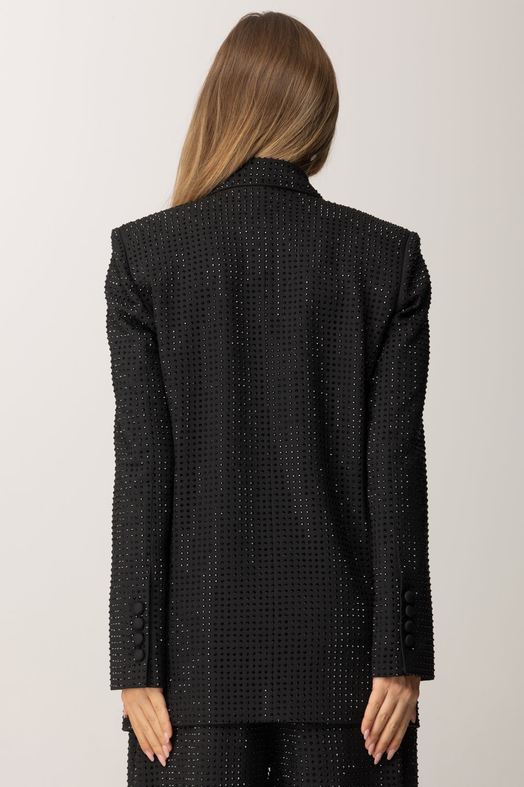Pinko Blazer Doppiopetto con Strass Applicati NERO LIMOUSINE