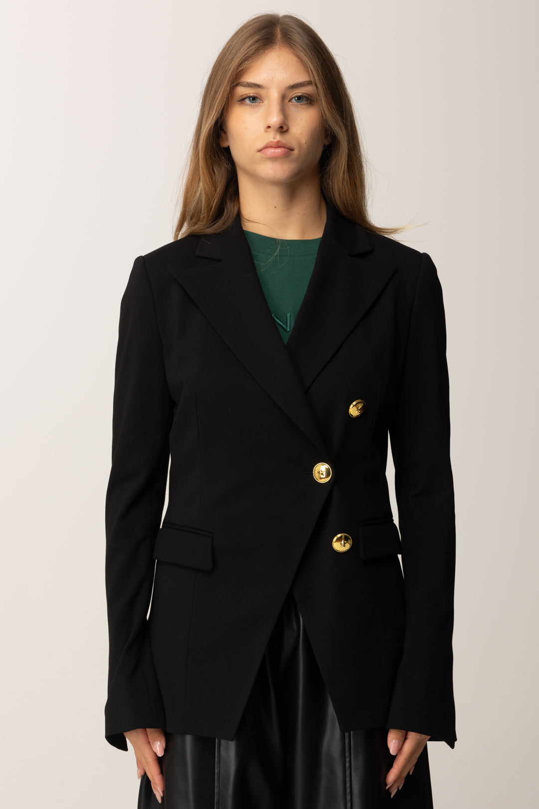 Pinko Blazer Doppiopetto Slim con Dettagli Goldgiacca Donna Pinko, Blazer Doppiopetto Pinko, Giacca Slim F NERO LIMOUSINE