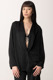 Manila Grace Blazer Fluido In Stile Smoking G049VU NERO