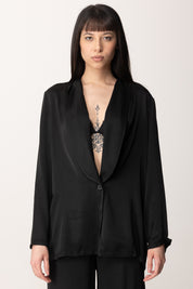 Manila Grace Blazer Fluido In Stile Smoking G049VU NERO