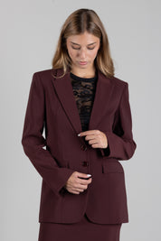 Patrizia Pepe Blazer Fluido Stretch a Due Bottoni 8S0096 A6F5 WOOD BROWN