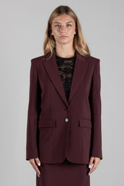 Patrizia Pepe Blazer Fluido Stretch a Due Bottoni 8S0096 A6F5 WOOD BROWN