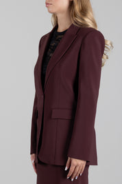 Patrizia Pepe Blazer Fluido Stretch a Due Bottoni 8S0096 A6F5 WOOD BROWN
