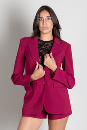 Patrizia Pepe Blazer Fluido Stretch a Due Bottonif 8S0096 A6F5 MARTIAN BURGUNDY