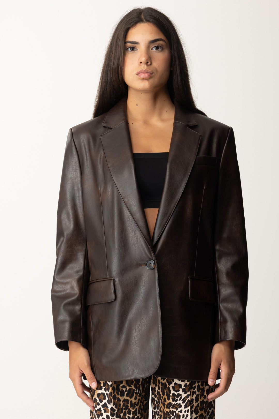 Pinko Damen Blazer aus Leder 104439 A27M M11 – Khloefemme