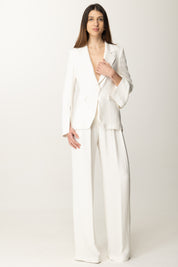 Manila Grace Blazer In Tessuto Fluido G164VU OFF WHITE