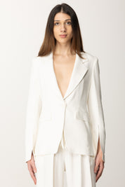 Manila Grace Blazer In Tessuto Fluido G164VU OFF WHITE