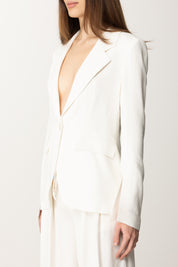 Manila Grace Blazer In Tessuto Fluido G164VU OFF WHITE