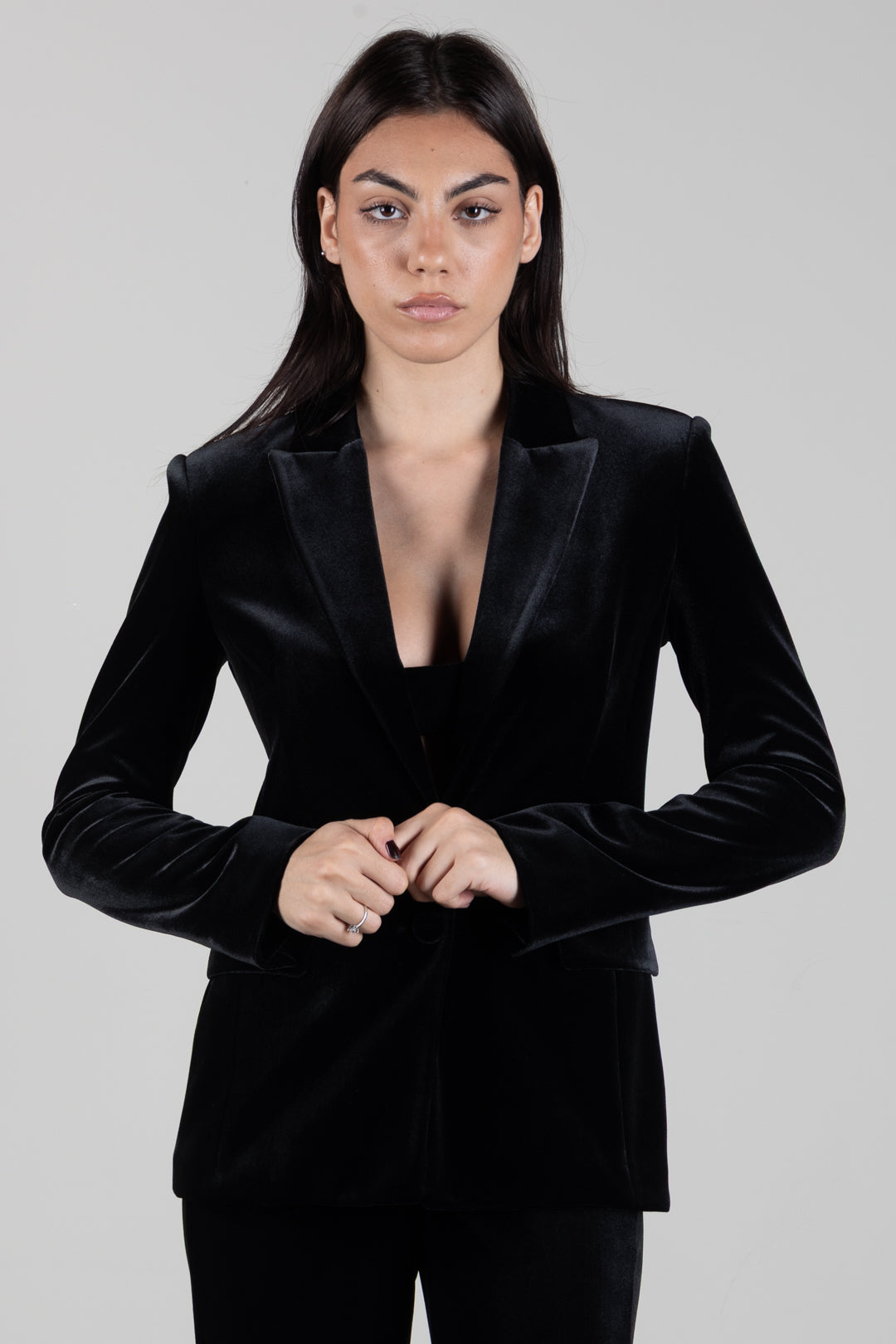 Patrizia Pepe Blazer Monopetto In Velluto 2S0020 J0085 NERO